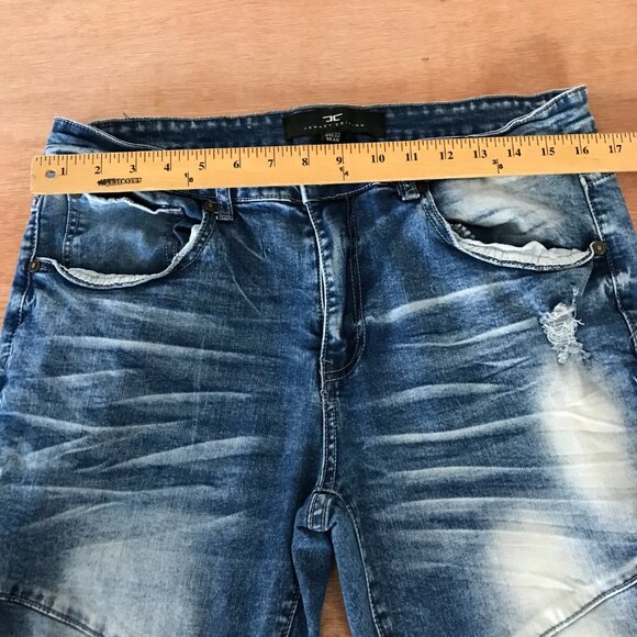 Jordan Craig Sean Legacy Edition Jeans Men Blue 34x32 Distressed Destroyed - Picture 9 of 14